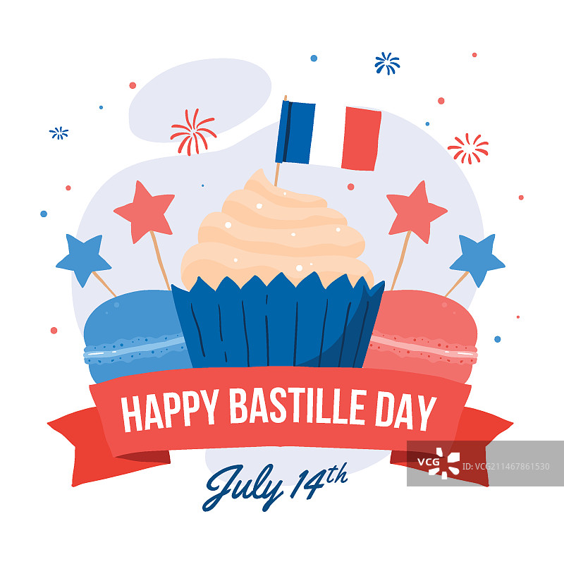 手绘巴士底日插画图片素材