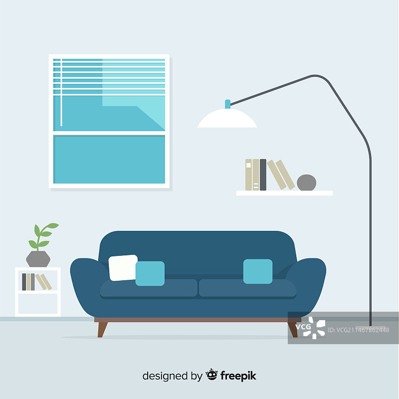 扁平风格的现代客厅室内设计图片素材