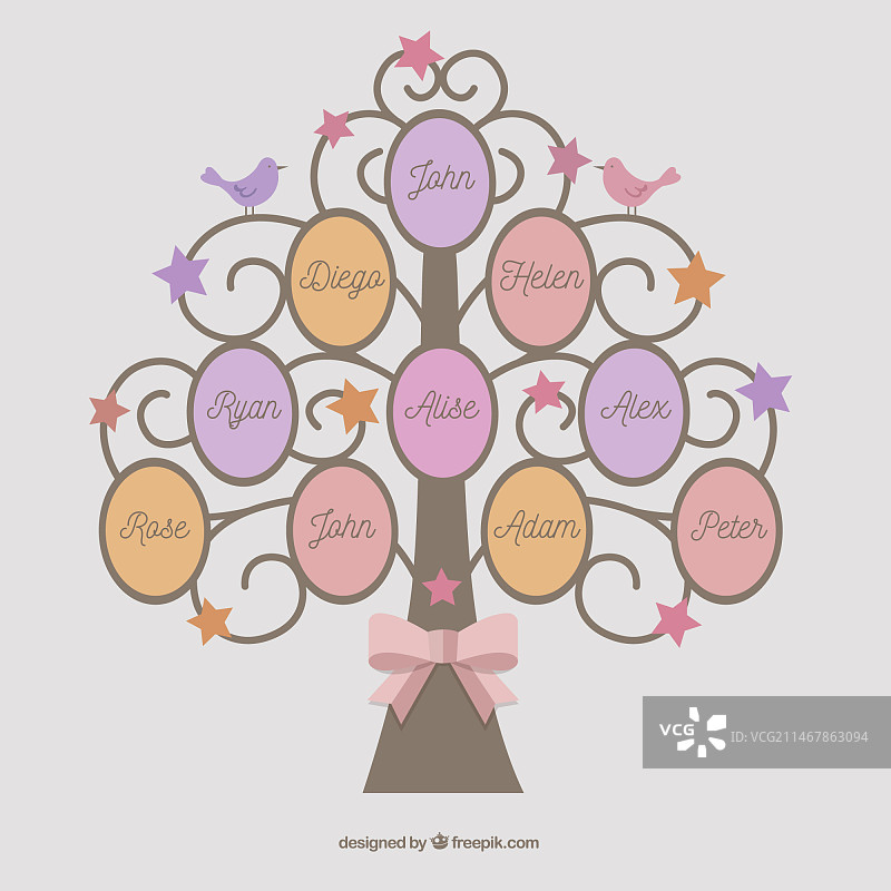 带有扁平树的照片拼贴模板图片素材