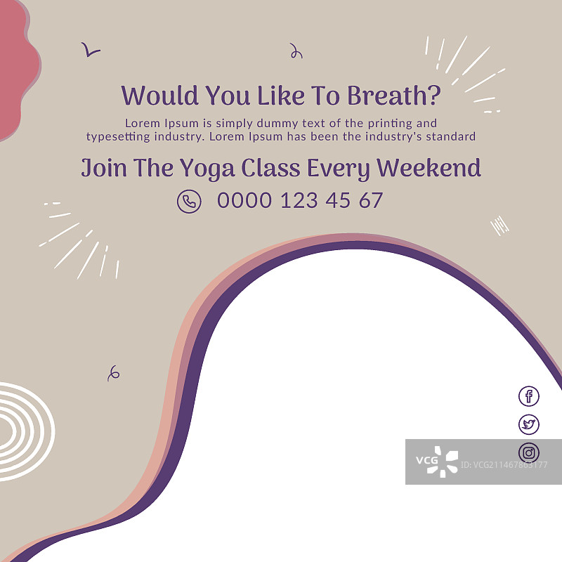 瑜伽课程方形宣传单模板图片素材