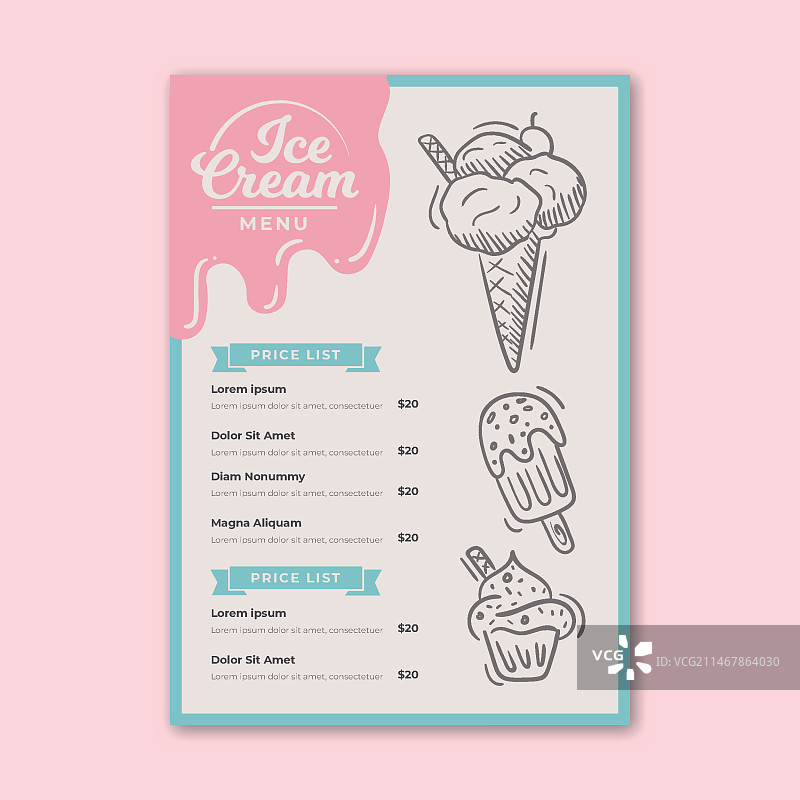 冰淇淋菜单模板图片素材