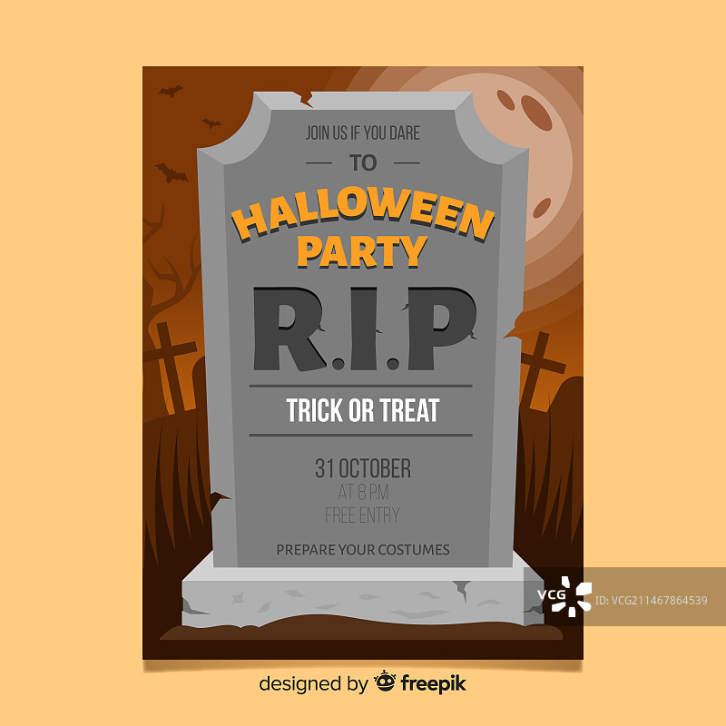 扁平风格的现代万圣节派对海报图片素材