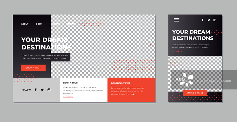 带有照片的旅行登录页模板图片素材