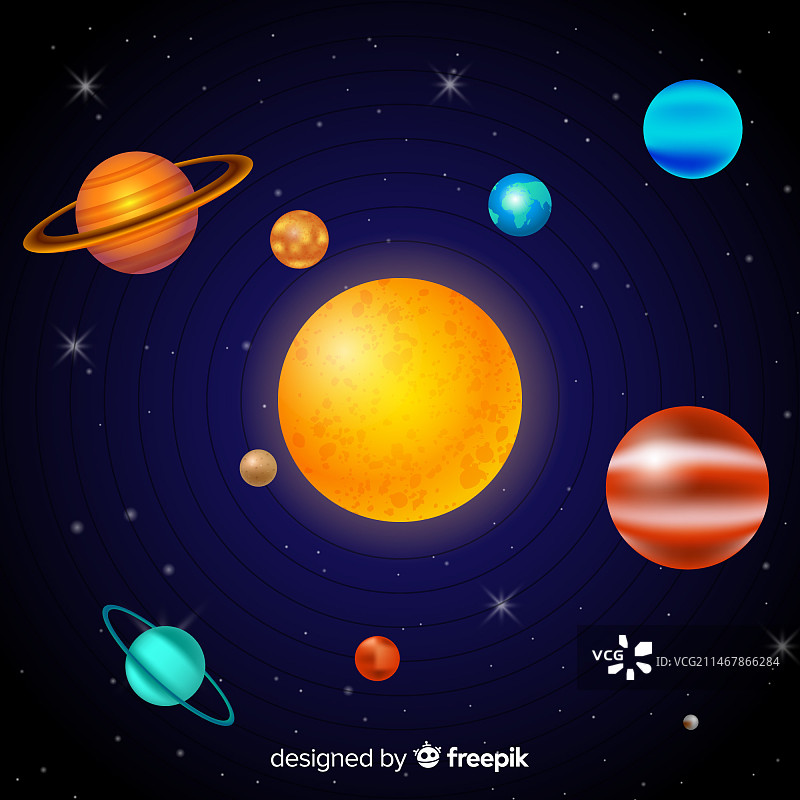 具有真实设计的优雅太阳系方案图片素材