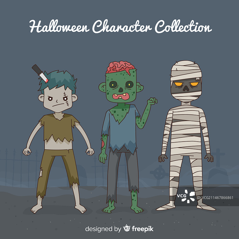 手绘万圣节恐怖角色合集图片素材
