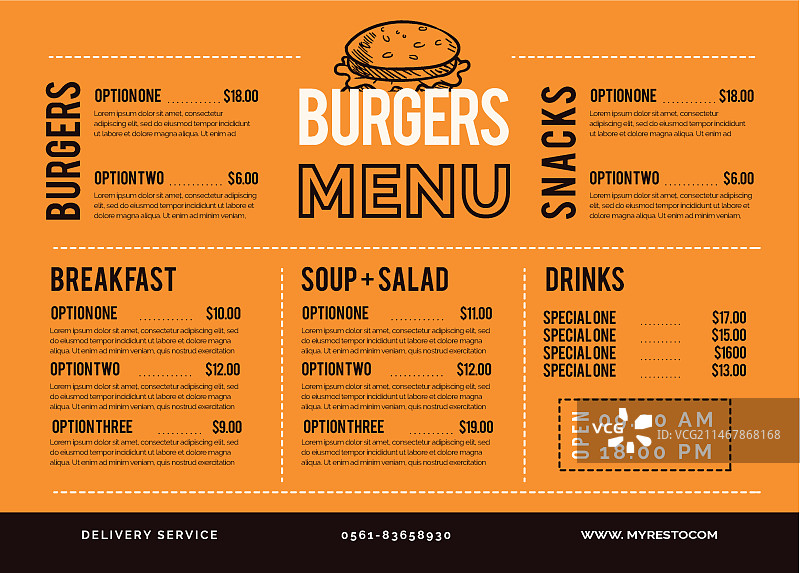 餐厅彩色菜单模板图片素材