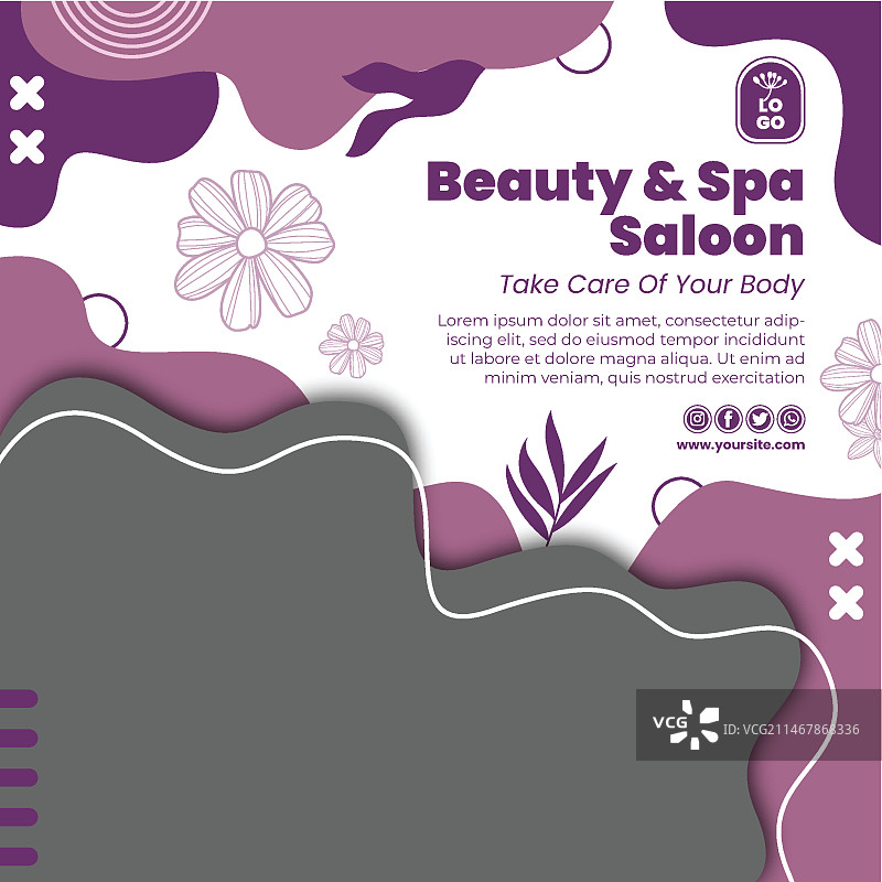 美容院和SPA方形宣传单模版图片素材