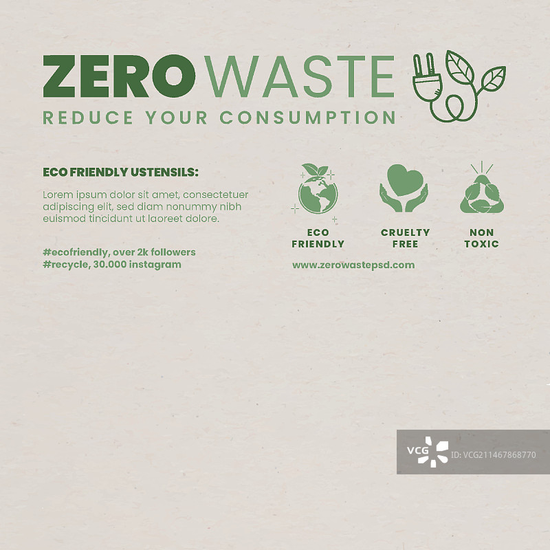 零浪费方形宣传单模板图片素材