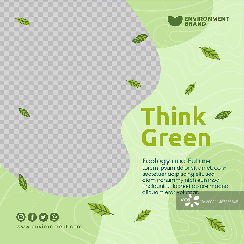 绿色环保方形宣传单模板图片素材