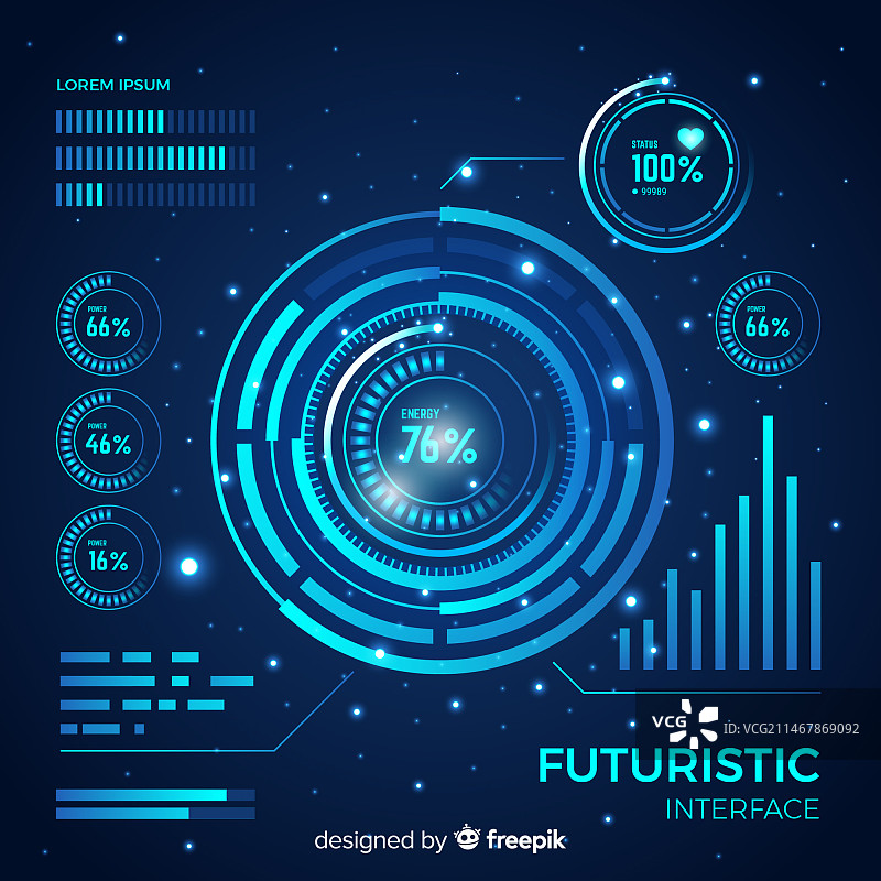 具有渐变风格的未来主义HUD界面图片素材