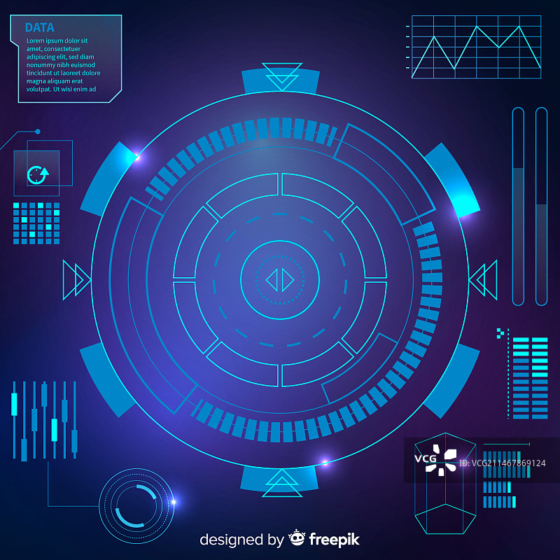 具有渐变风格的未来主义HUD界面图片素材