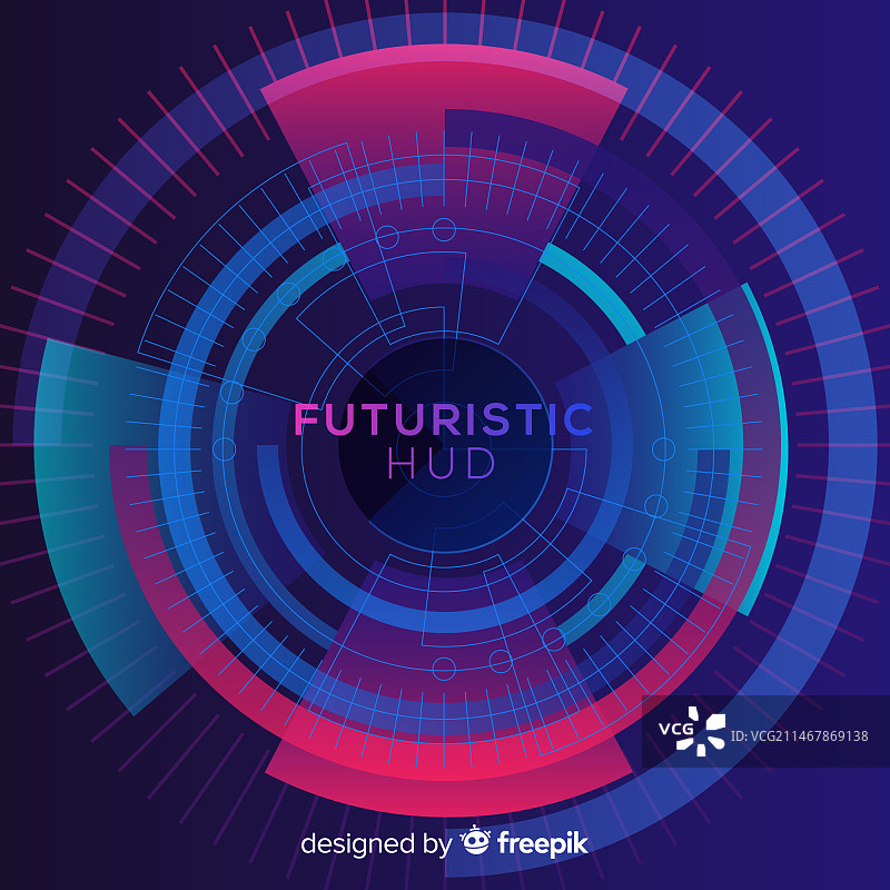 具有渐变风格的未来主义HUD界面图片素材