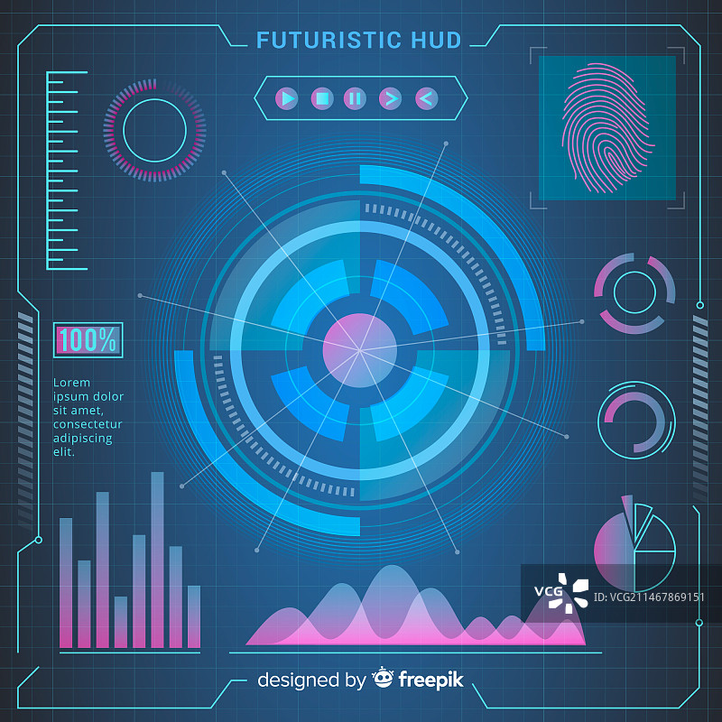具有渐变风格的未来主义HUD界面图片素材