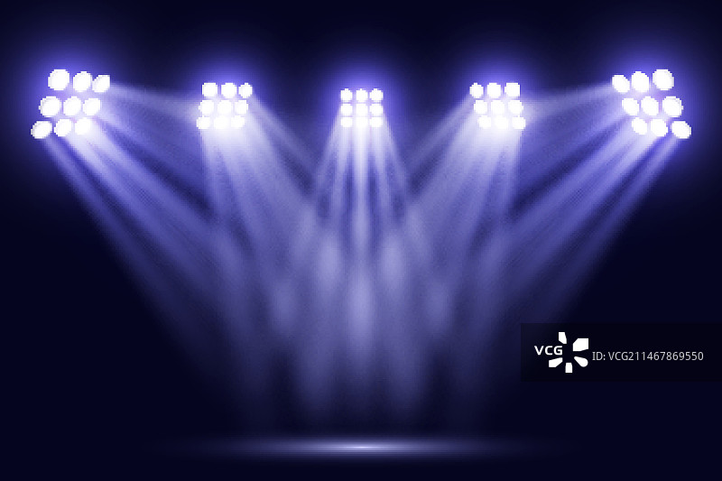 体育场上的蓝色聚光灯图片素材