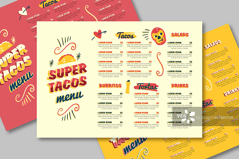 带墨西哥卷饼的餐厅菜单模板图片素材