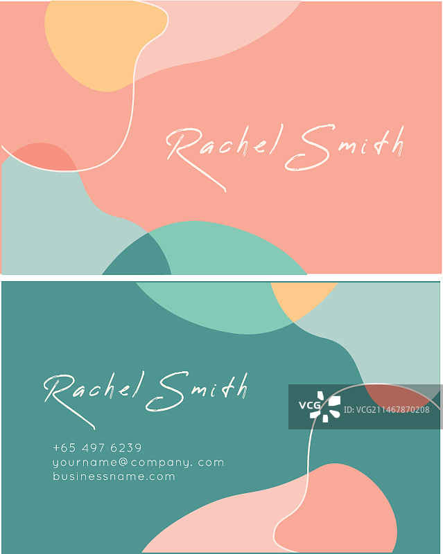 带有柔和彩色污渍的抽象名片模板图片素材