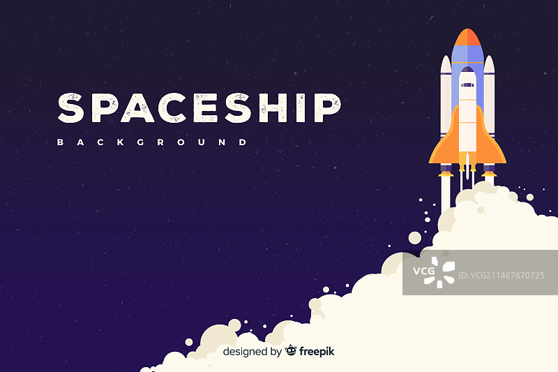 具有扁平化设计的现代宇宙飞船背景图片素材