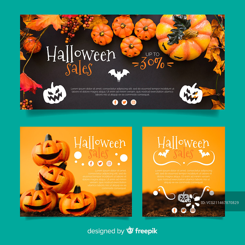 现代万圣节网络促销banner合集图片素材