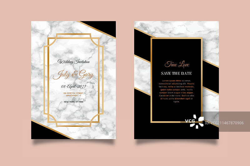 婚礼大理石卡片模板图片素材