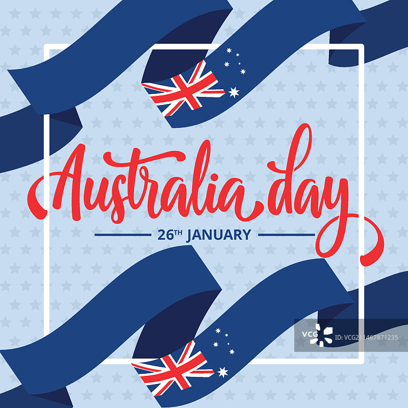 澳大利亚国庆日与丝带旗帜图片素材