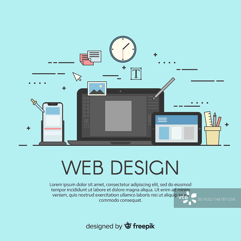 扁平风格的现代网页设计理念图片素材
