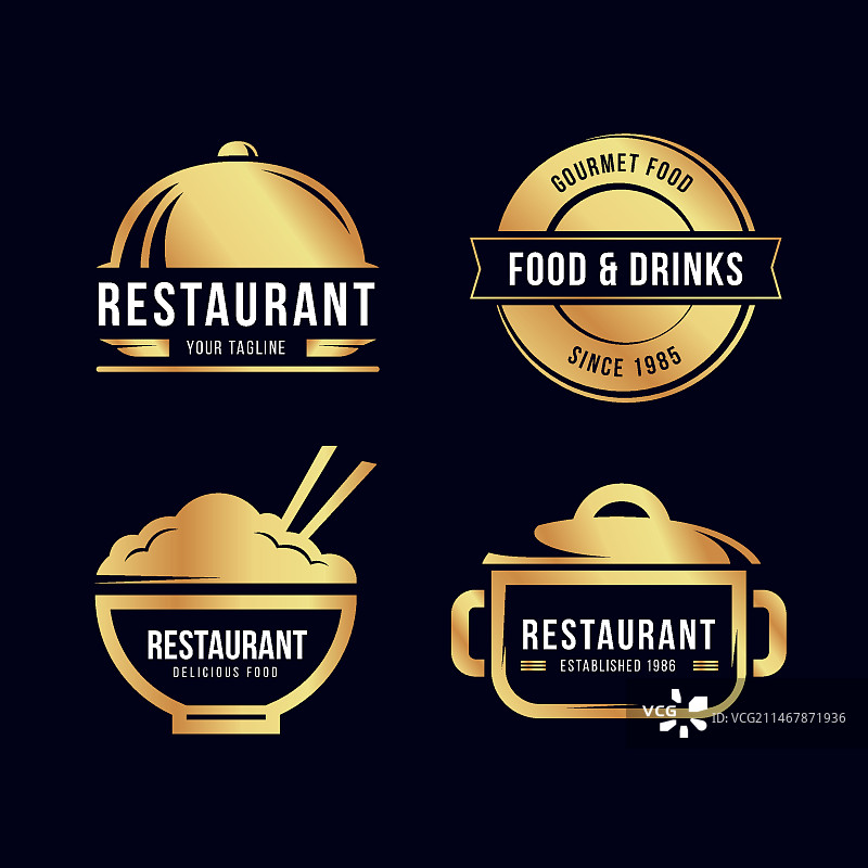 金色复古餐厅标志合集图片素材