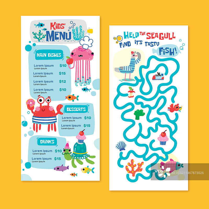 手绘儿童菜单模板图片素材