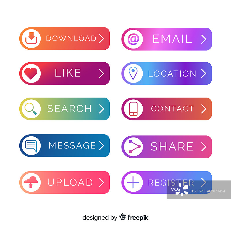 扁平化彩色网页设计按钮合集图片素材