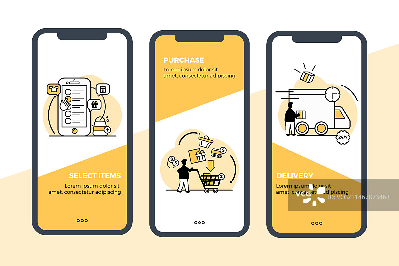 在线购买引导应用屏幕图片素材