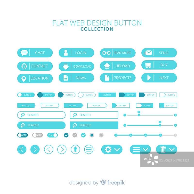 具有扁平风格的现代网页设计按钮合集图片素材