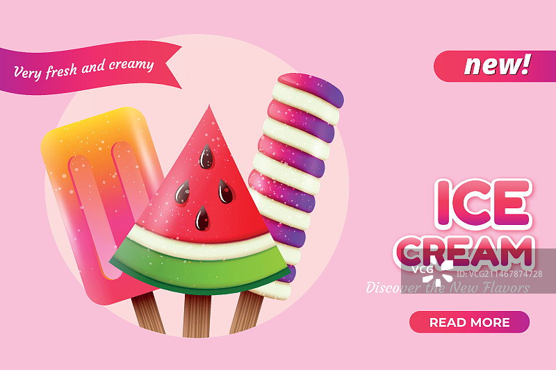 逼真冰淇淋促销模板图片素材