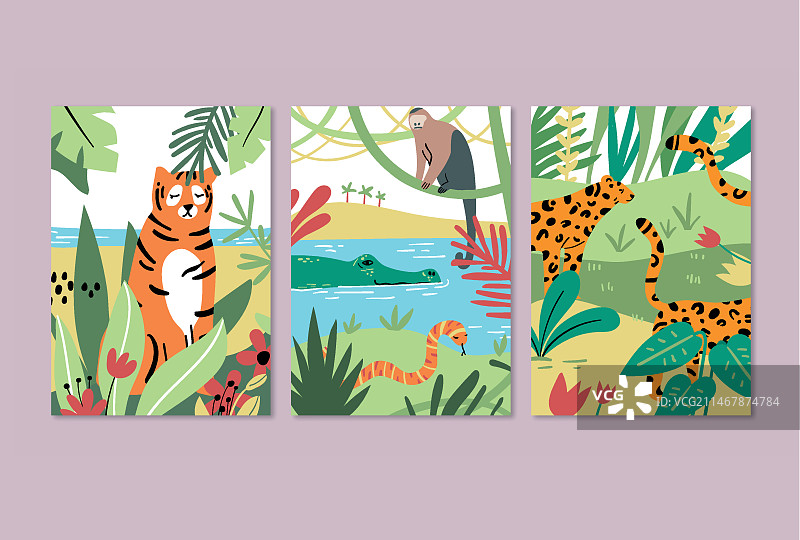 手绘野生动物封面合集图片素材