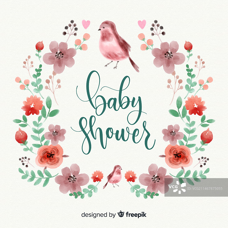 美丽的水彩婴儿欢迎会模板图片素材