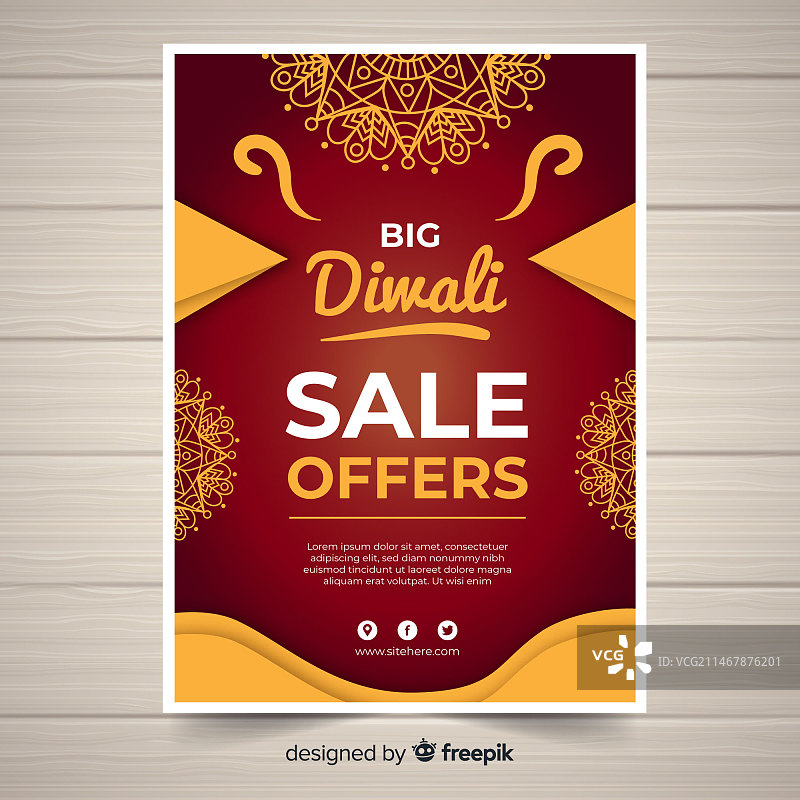 扁平风格的排灯节促销宣传单图片素材