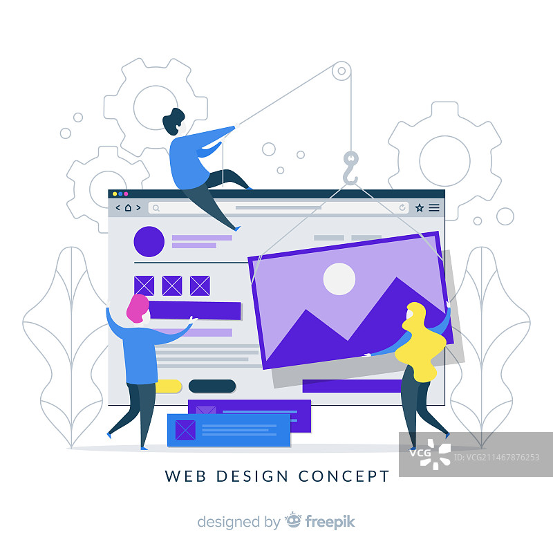 具有扁平化设计的彩色网页设计概念图片素材