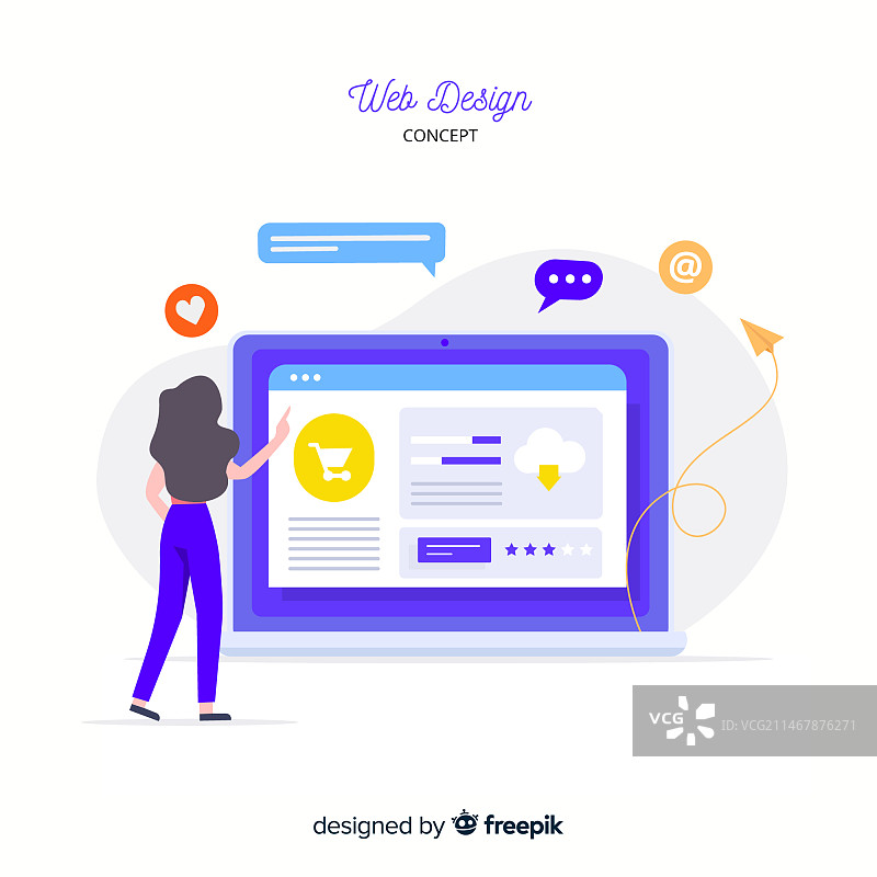 具有扁平化设计的彩色网页设计概念图片素材