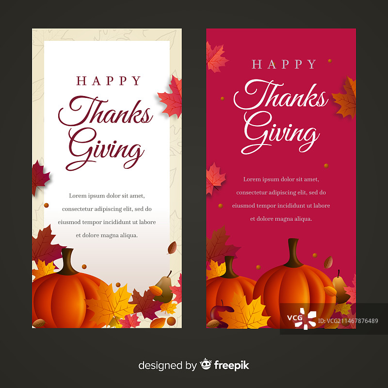 以食物和南瓜为主题的感恩节横幅图片素材
