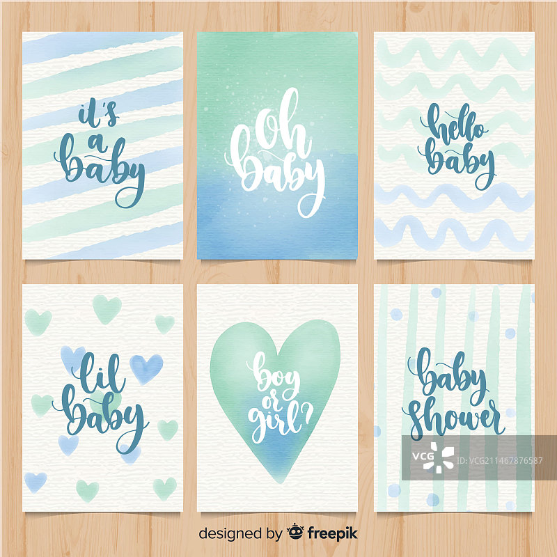 精美水彩新生儿派对卡片系列图片素材