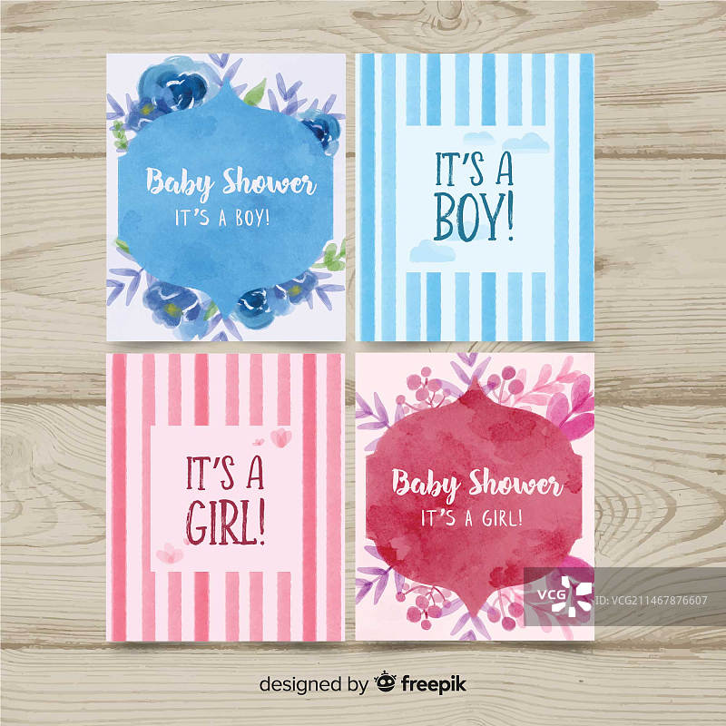 精美水彩新生儿派对卡片系列图片素材