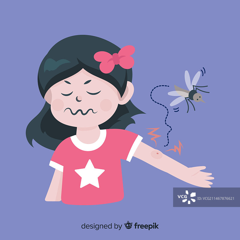 扁平设计：蚊虫叮咬人图片素材