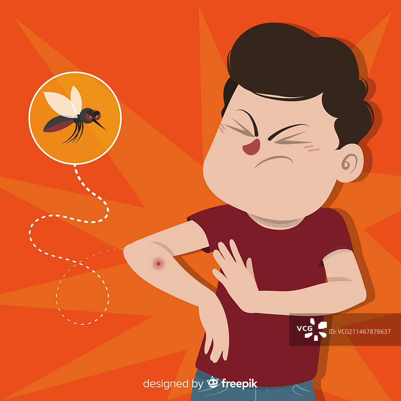 扁平设计：蚊虫叮咬人图片素材