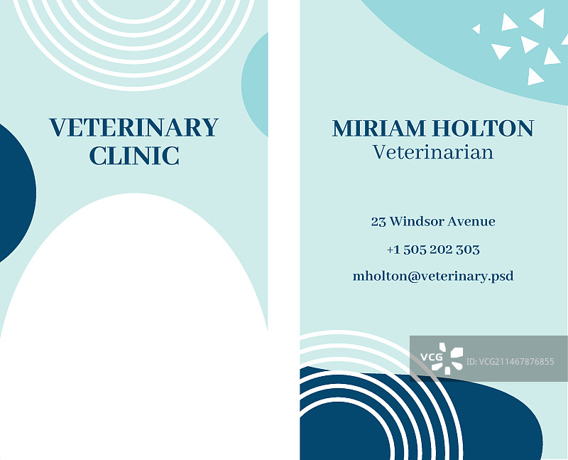 兽医双面名片竖版模板图片素材