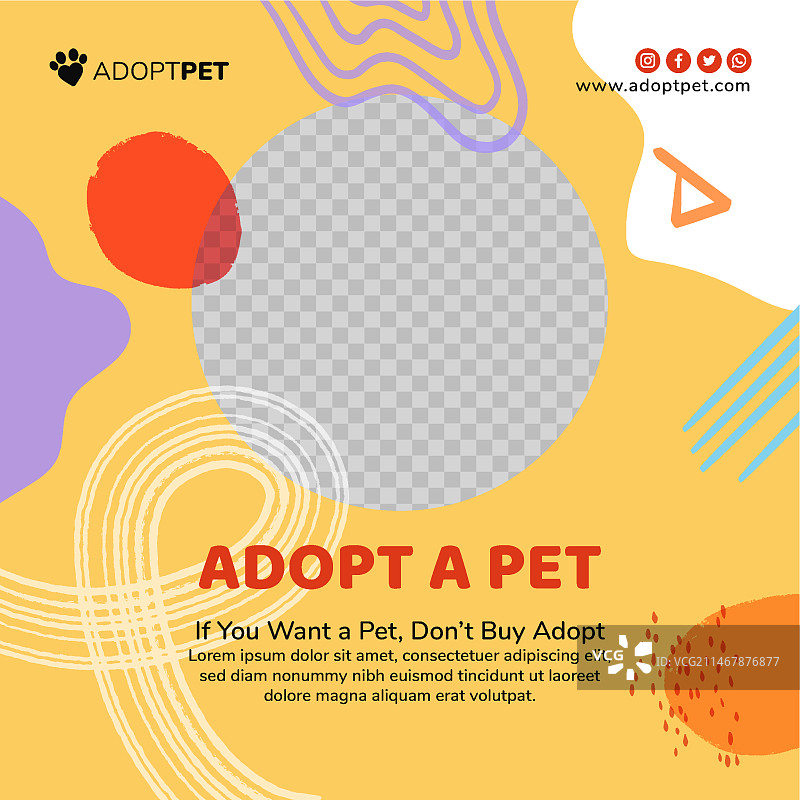 领养宠物宣传单方形模板图片素材