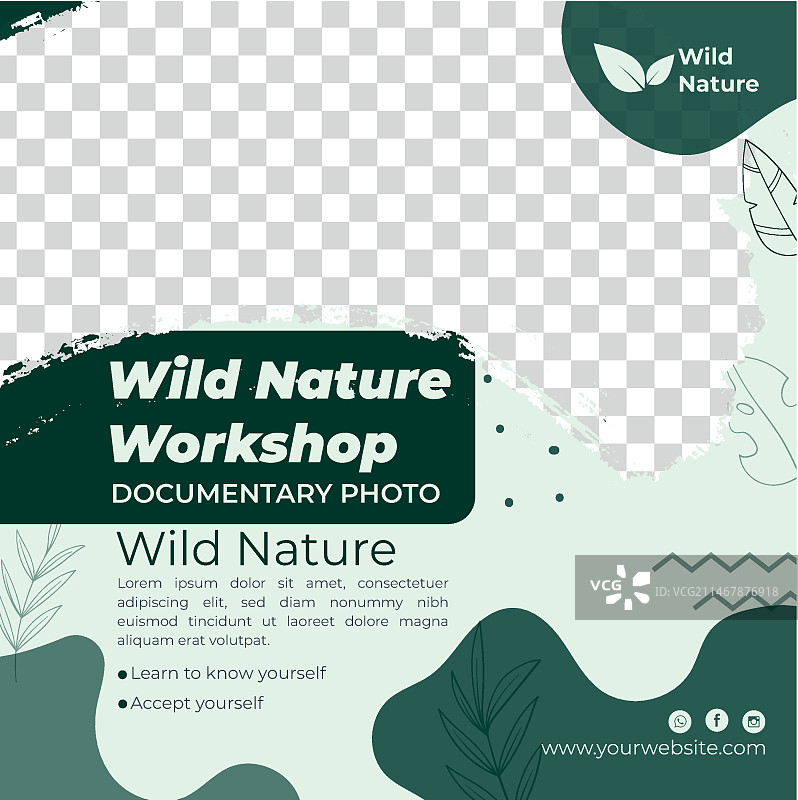野生自然风光正方形宣传单模板图片素材