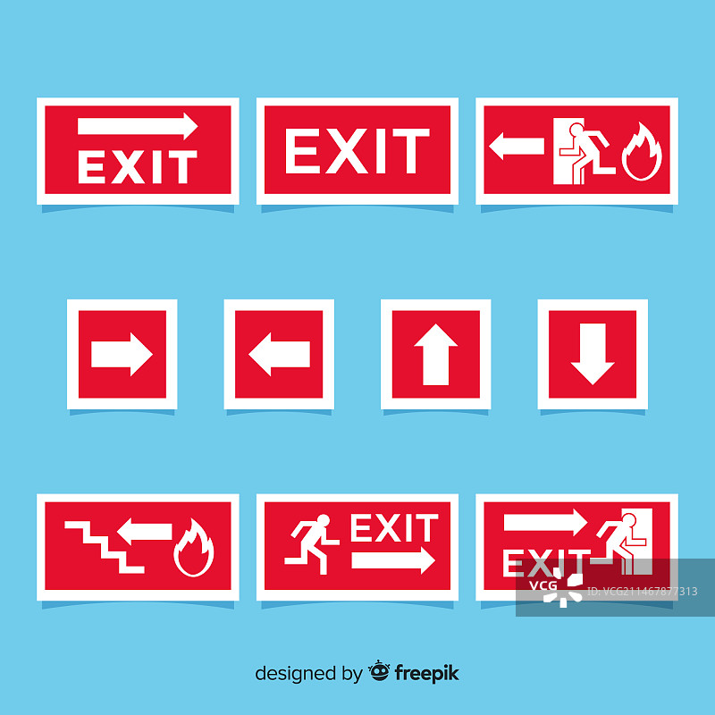 扁平风格出口标志合集图片素材