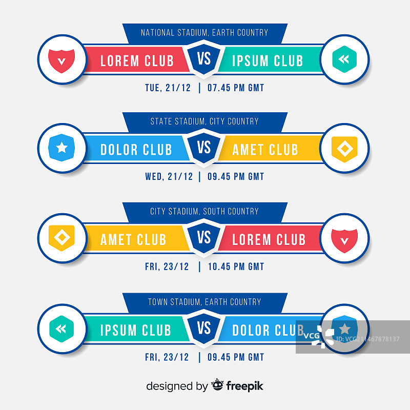 彩色比赛日程表，扁平设计图片素材