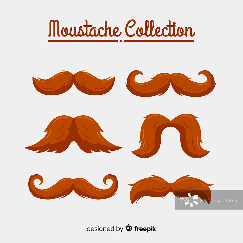 扁平设计中不同形状的Movember胡须合集图片素材