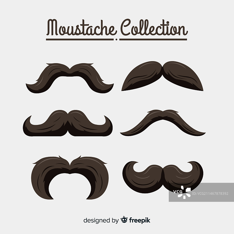 扁平设计中不同形状的Movember胡须合集图片素材