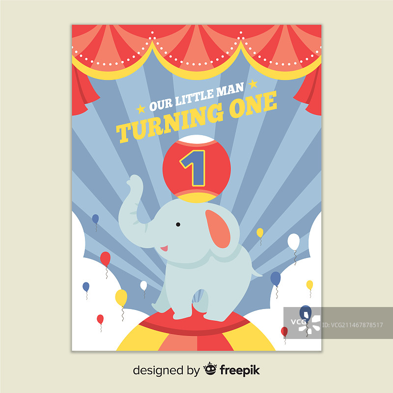 第一个生日马戏团大象问候图片素材