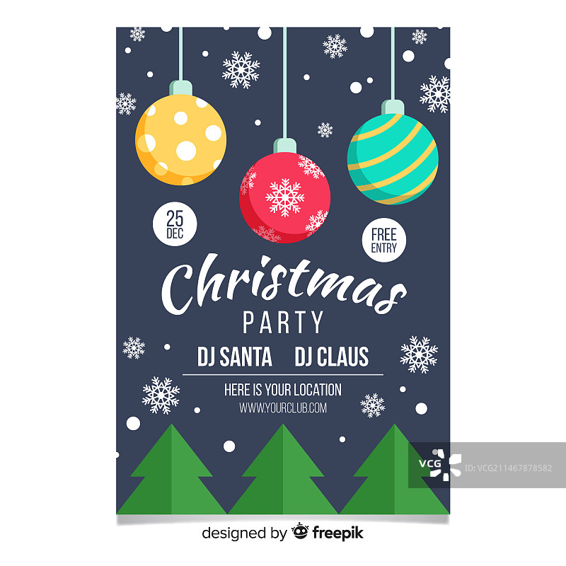 圣诞派对彩色球banner模板图片素材